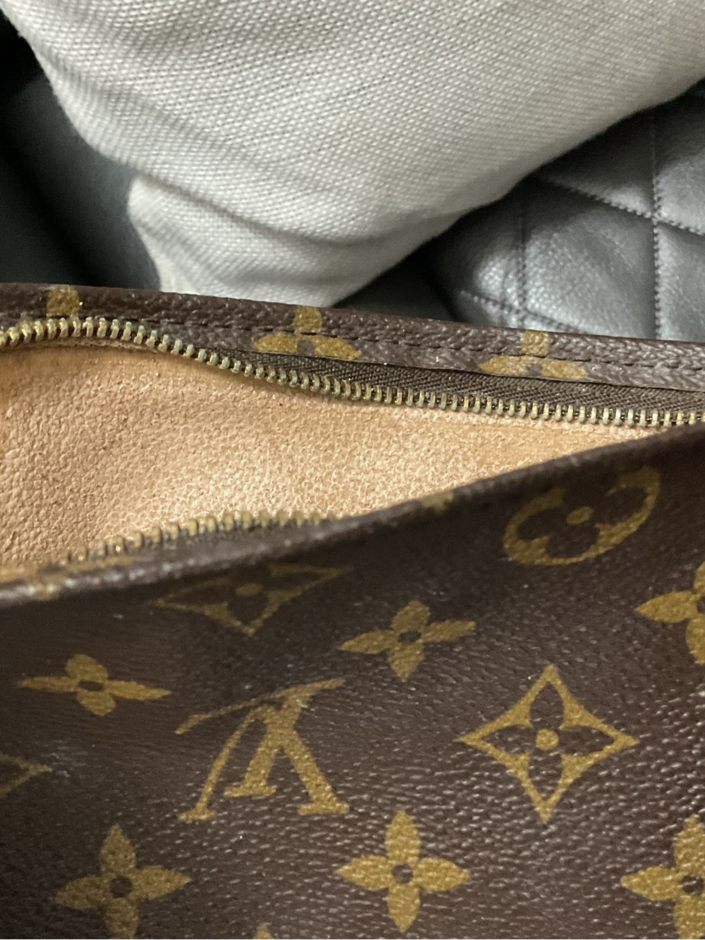 Louis Vuitton Brown Monogram Cosmetic Pouch with Tan Accents - Picture 7 of 9